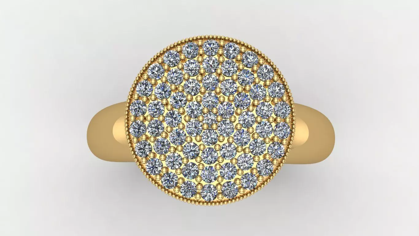 Round Diamond Cluster Ring 3D print model_2