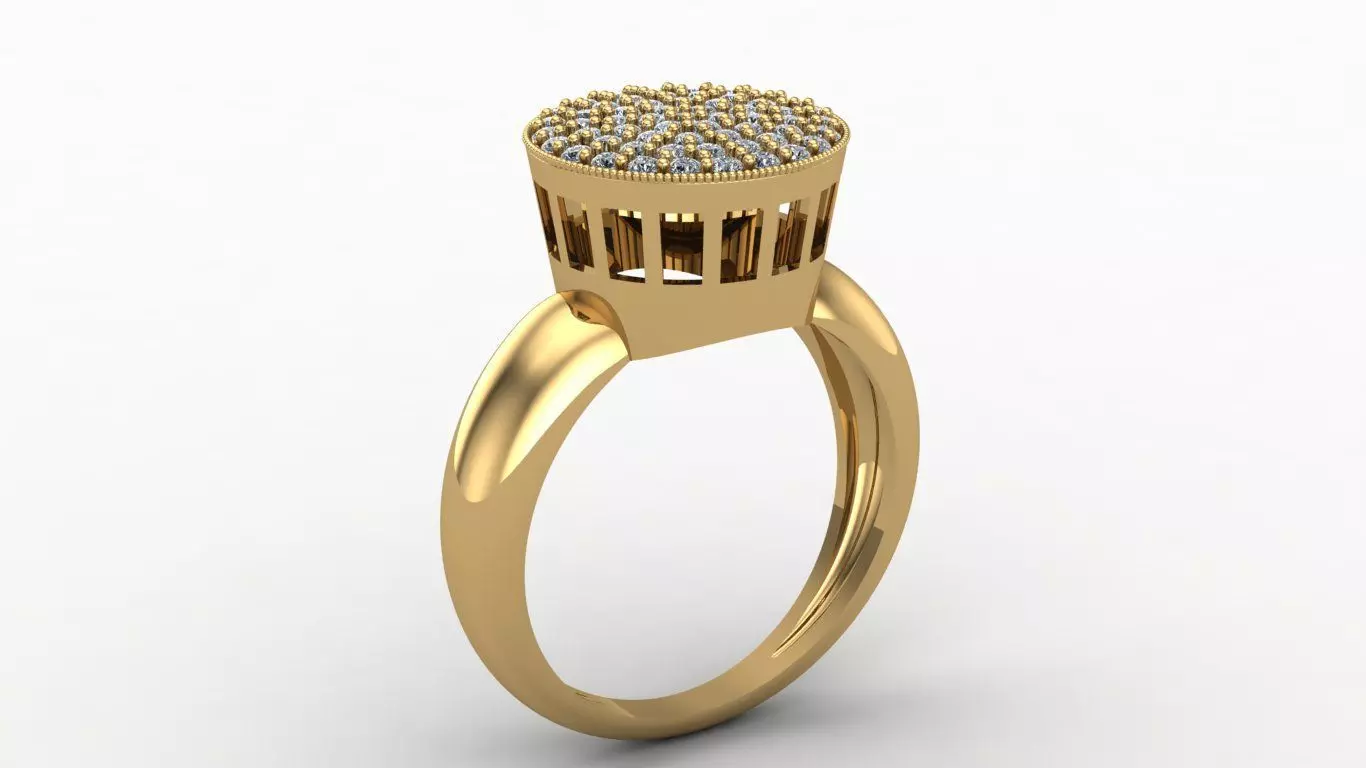 Round Diamond Cluster Ring 3D print model_1