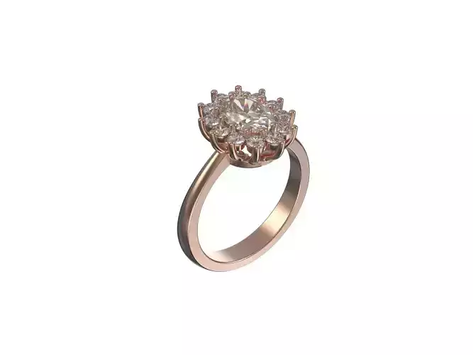 Elegant Engagement Oval Diamond Cluster Ring 3D print model