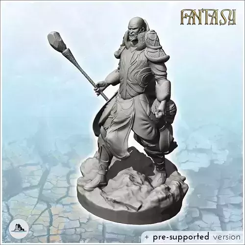 Wizard in full armor with specter in hand 1 - Medieval Fantasy M 3D print model