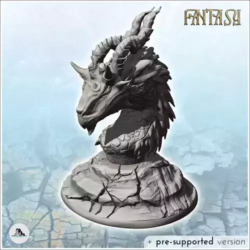 Dragon head with double horns and scaled skin 4 - Medieval Fanta