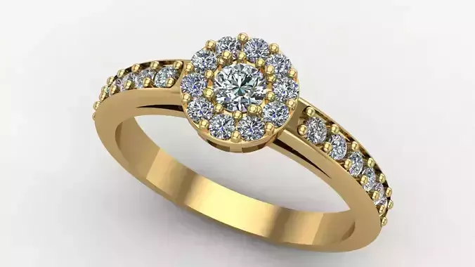 Solitaire and Diamond Halo Ring