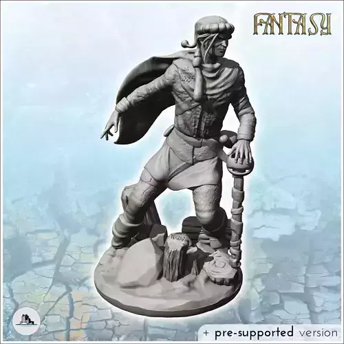 Elf man with hat and wooden boat 7 - Medieval Fantasy Magic Feud