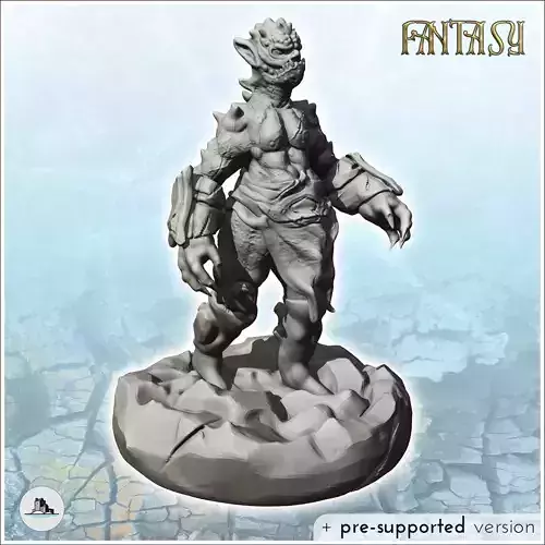 Orc in armor with pointed ears and hands 13 - Medieval Fantasy M