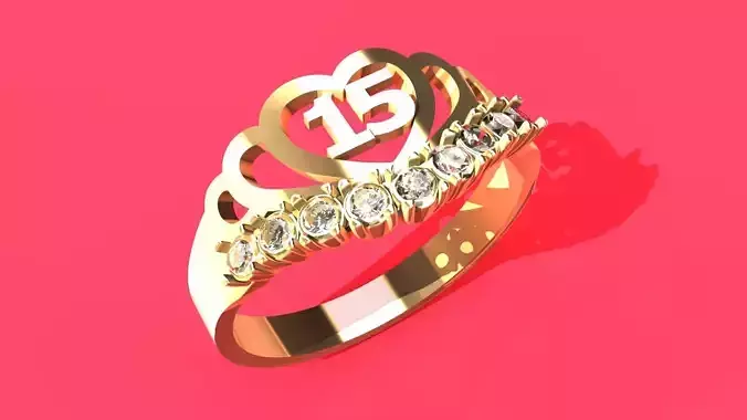 RING CROWN 15 CURVE 3D print model