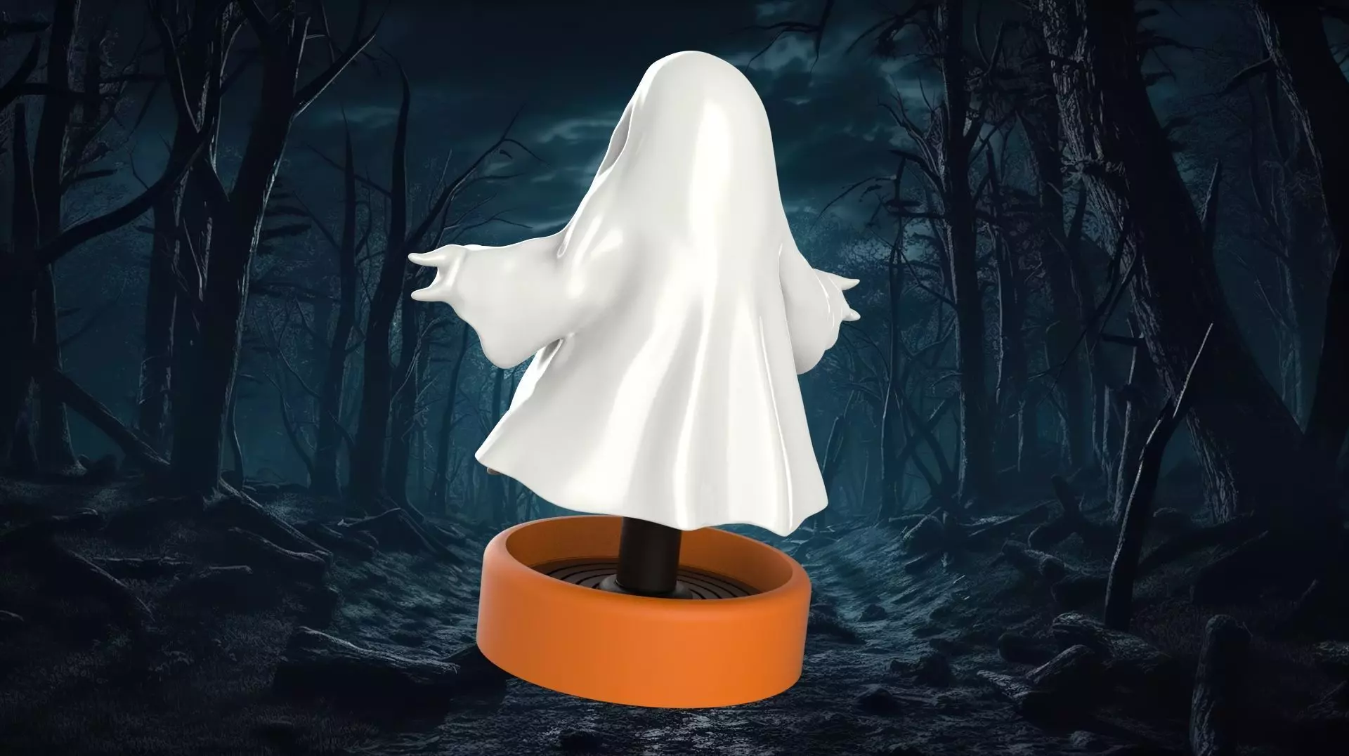 Springy Ghost 3D Printable Halloween Decoration 3D print model_4