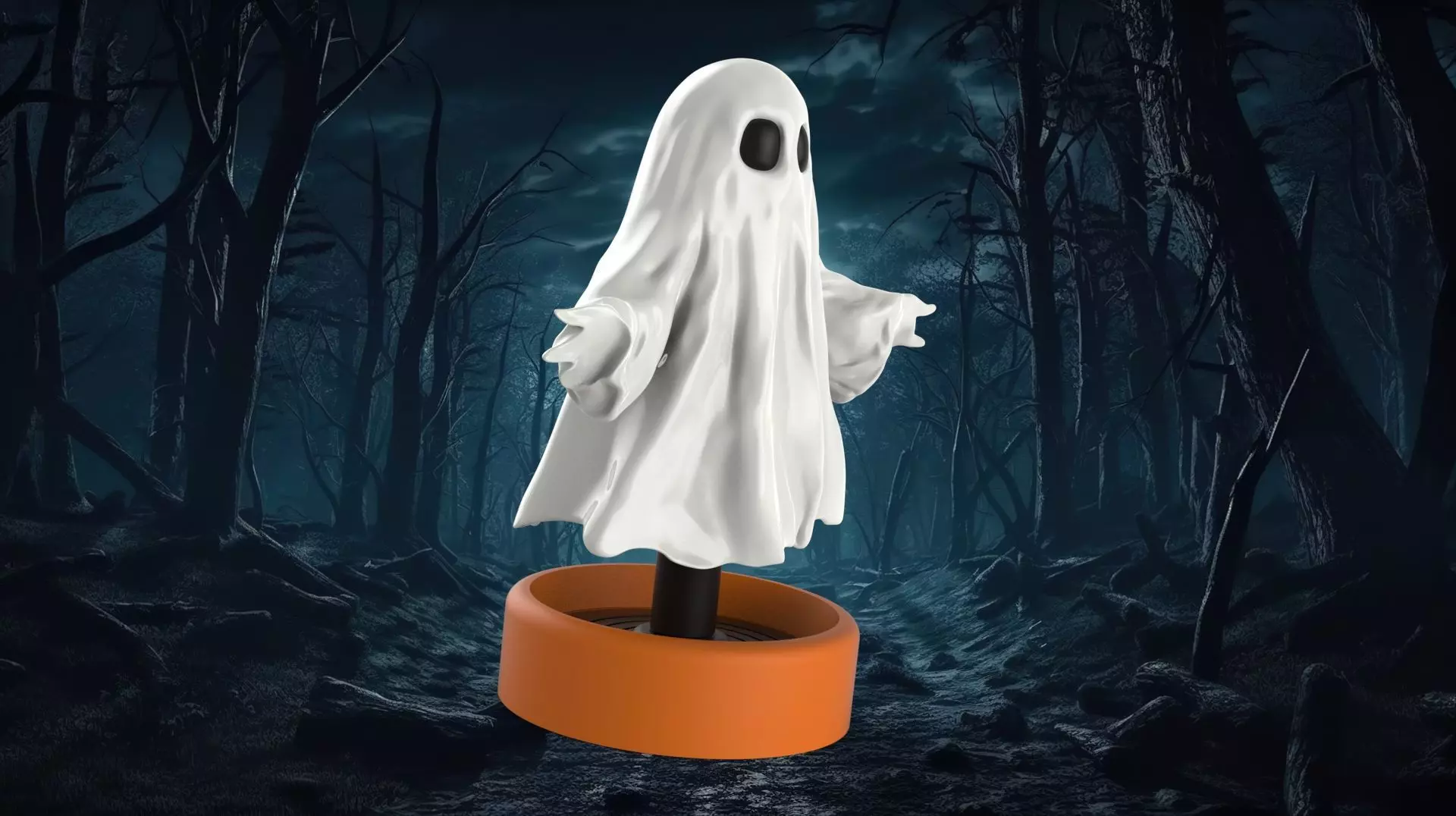 Springy Ghost 3D Printable Halloween Decoration 3D print model_7