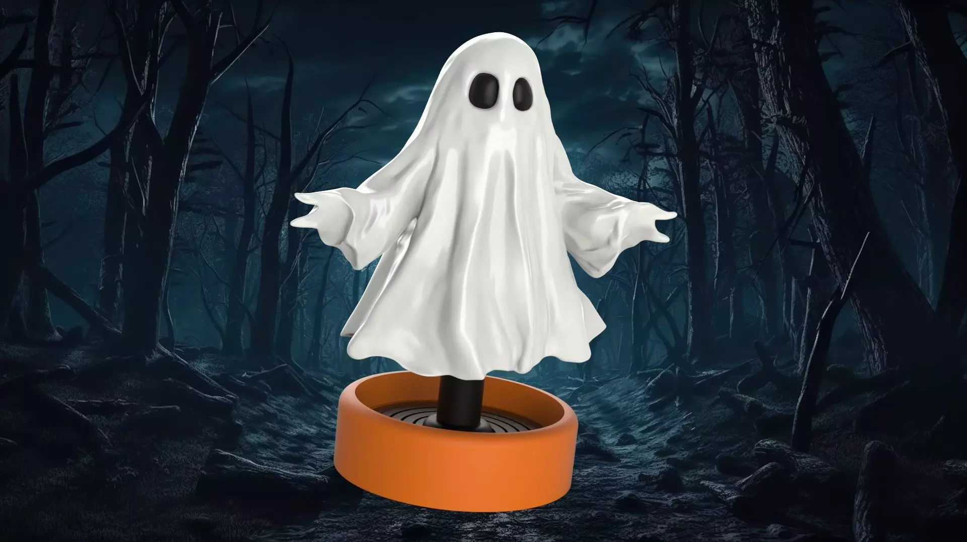 Springy Ghost 3D Printable Halloween Decoration 3D print model_0