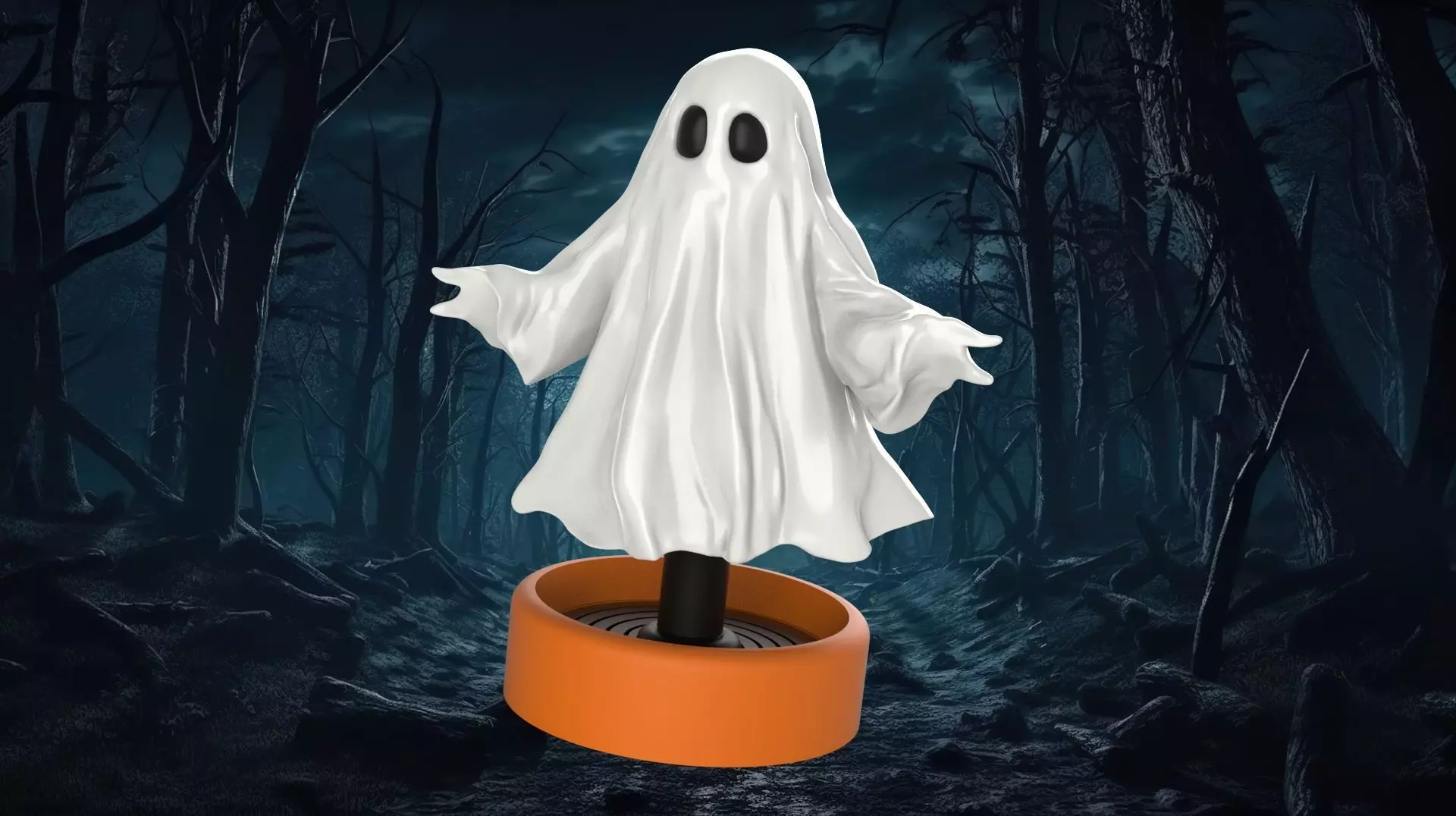 Springy Ghost 3D Printable Halloween Decoration 3D print model_1