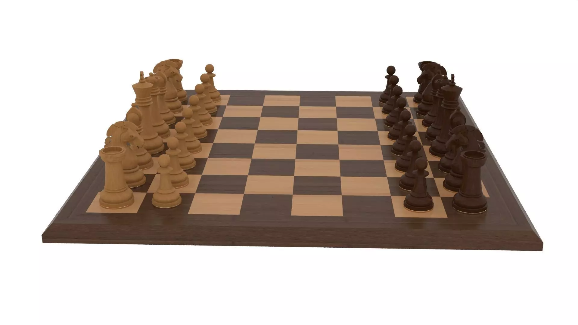 Wooden Chess Set 3D model_1