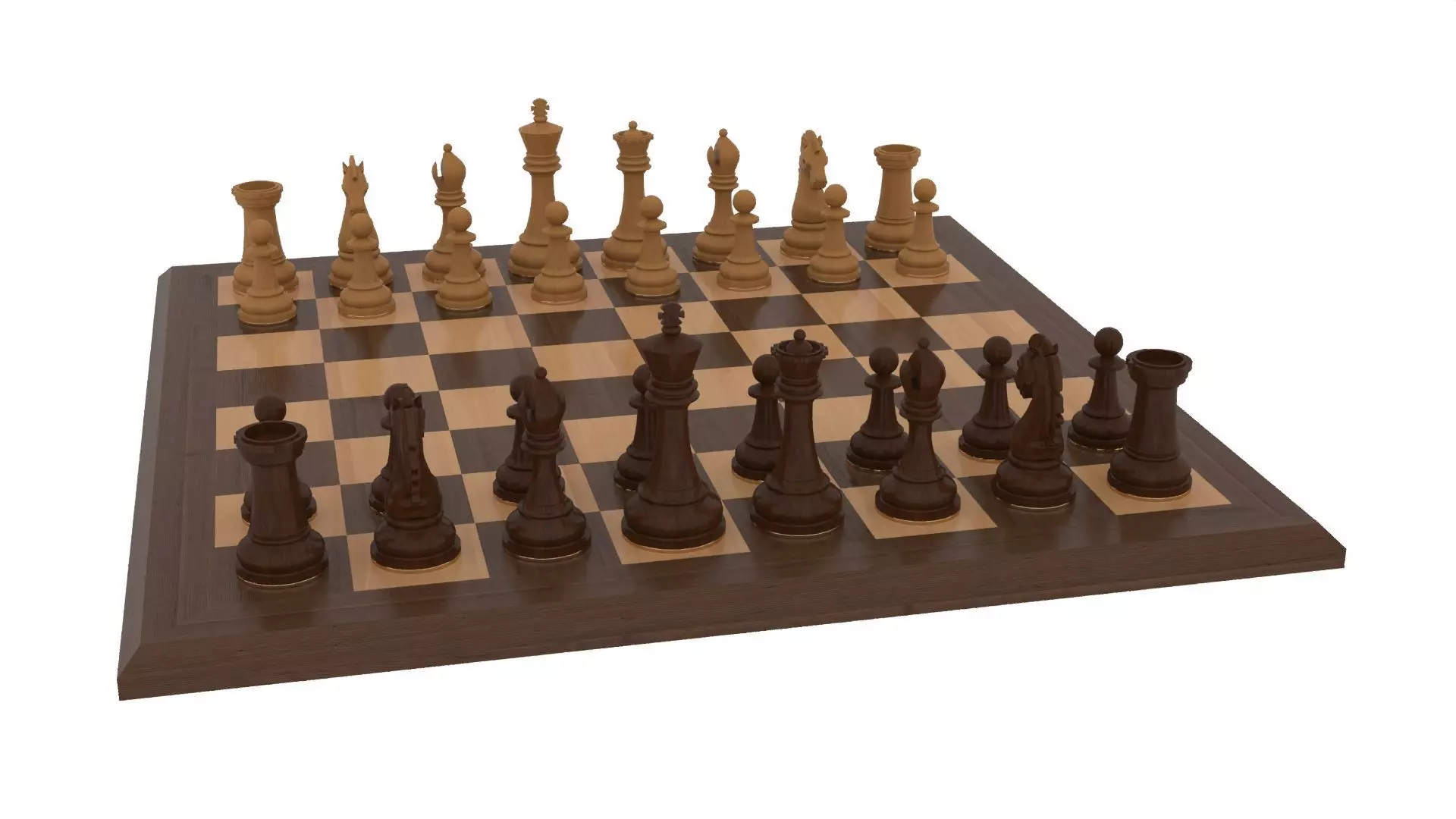 Wooden Chess Set 3D model_13