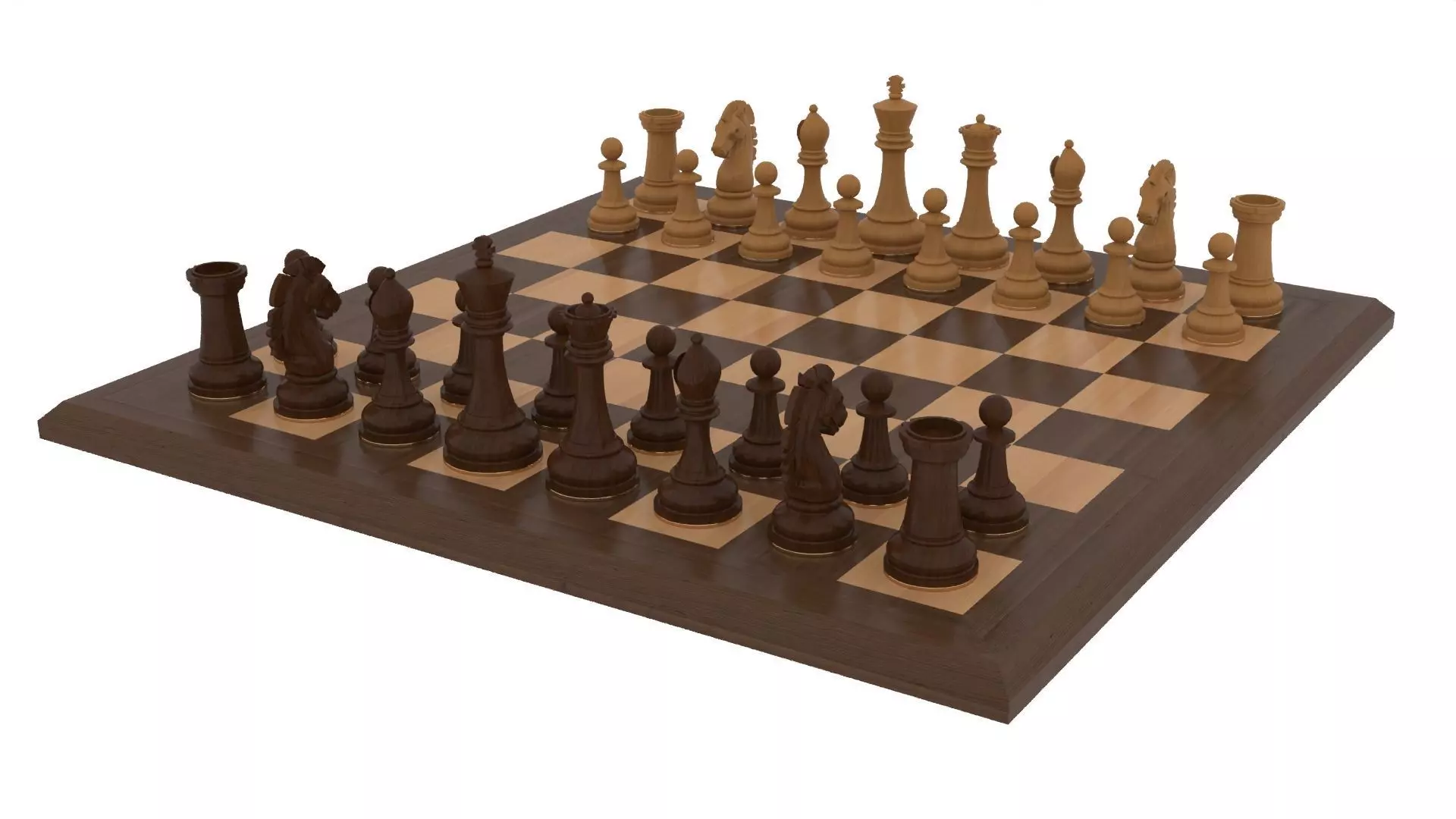 Wooden Chess Set 3D model_11