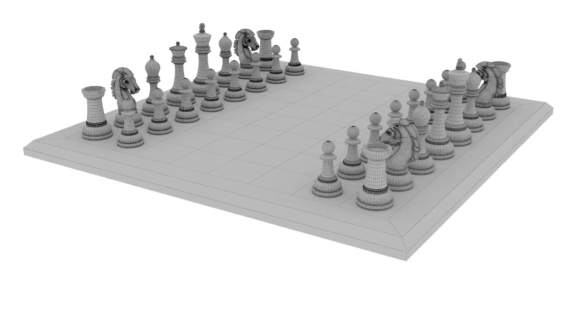Wooden Chess Set 3D model_16