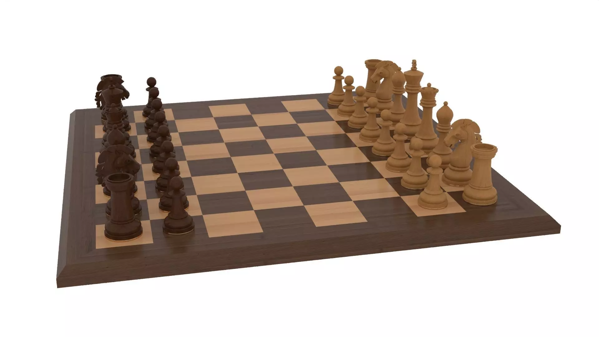 Wooden Chess Set 3D model_9
