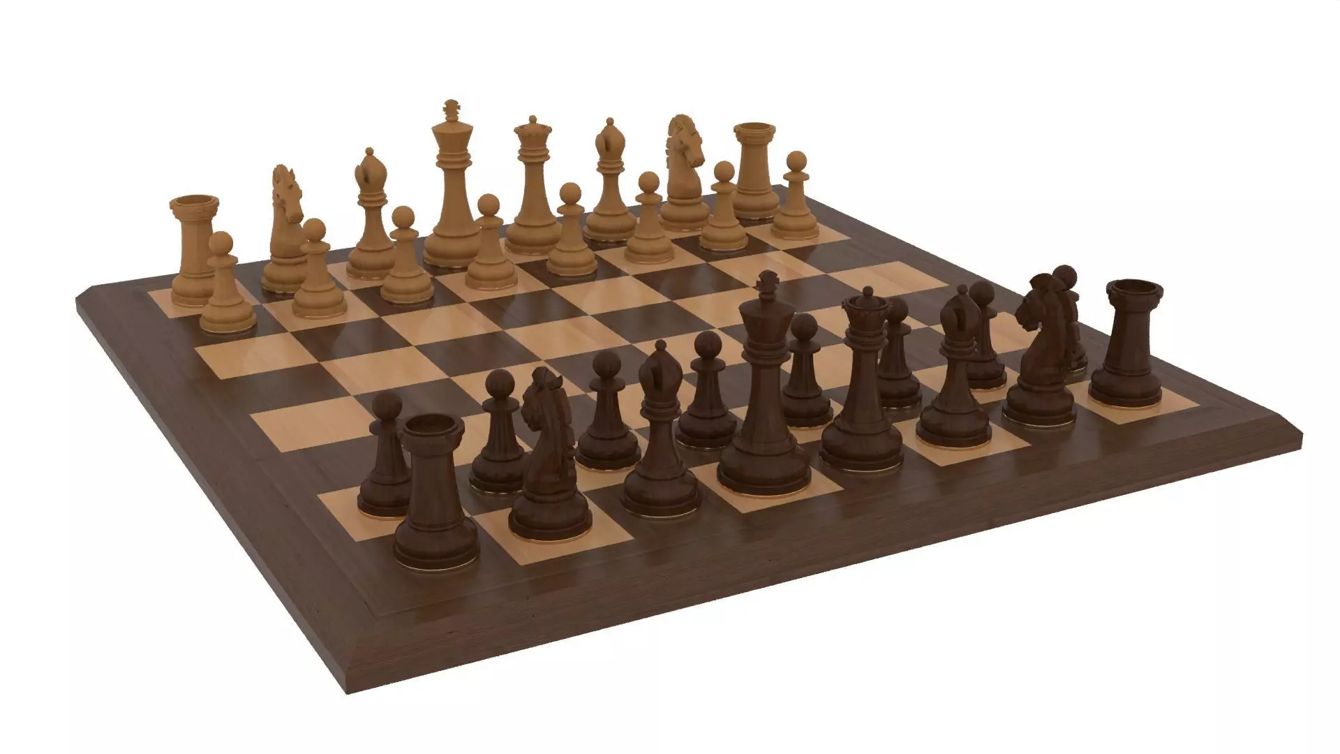 Wooden Chess Set 3D model_14