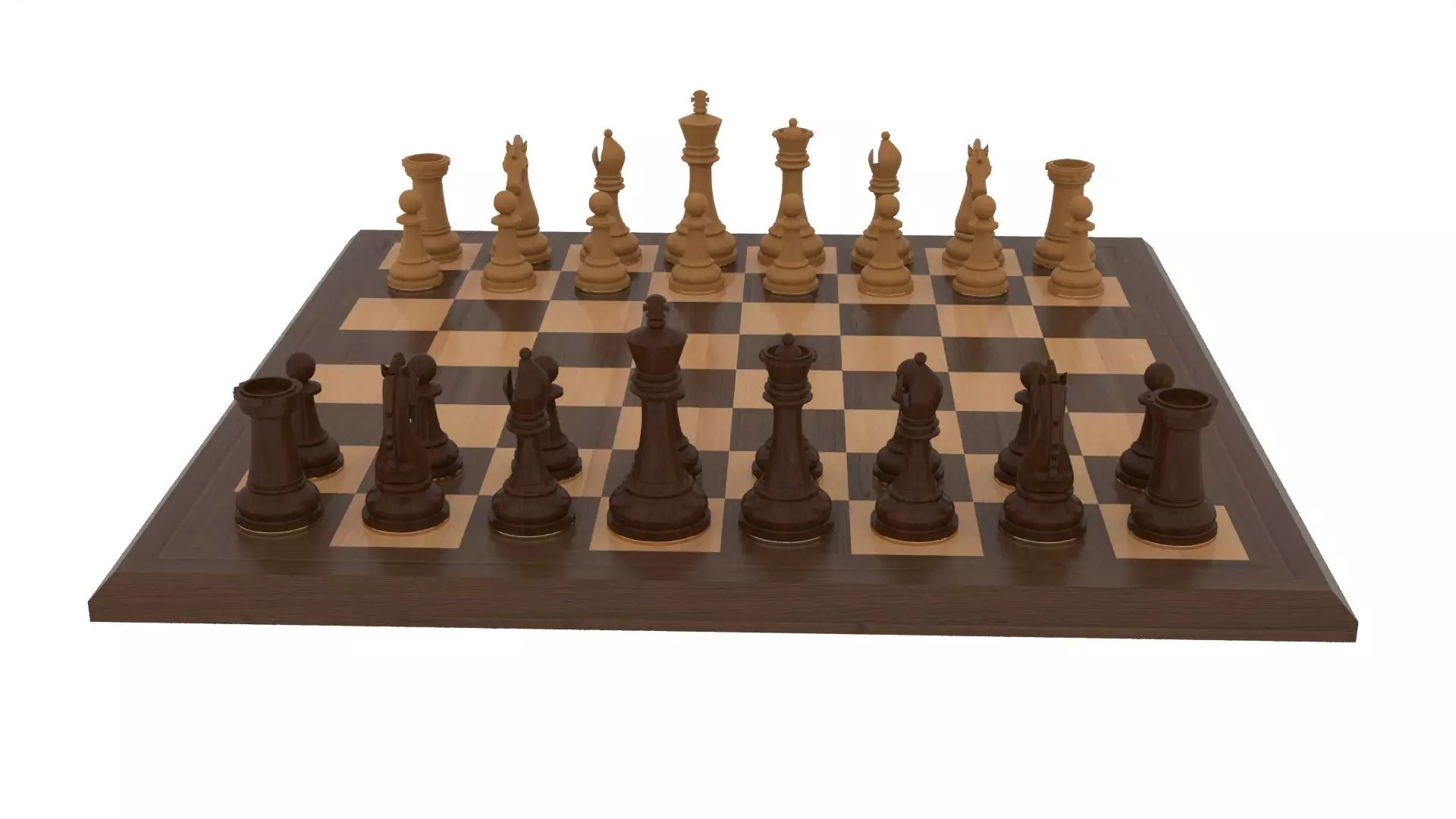 Wooden Chess Set 3D model_12
