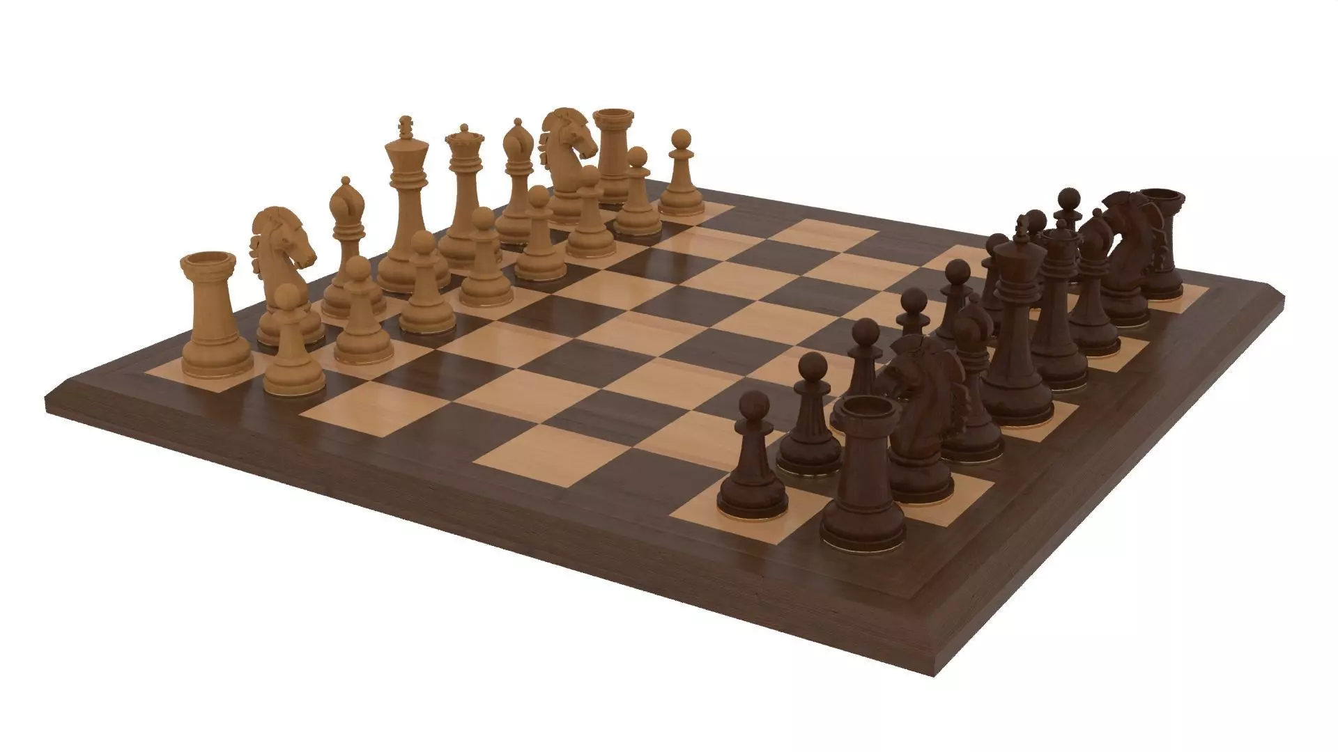 Wooden Chess Set 3D model_15