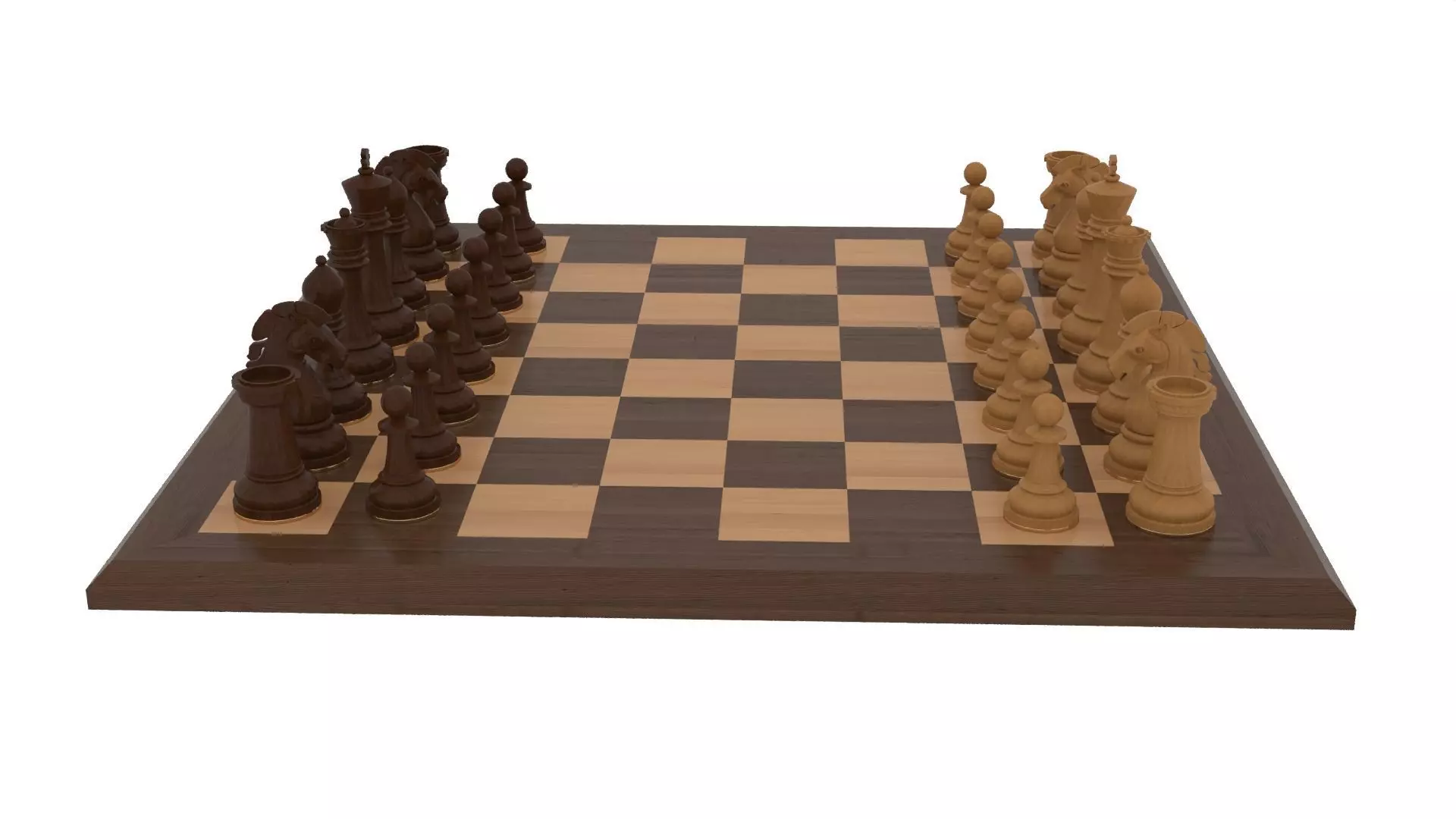Wooden Chess Set 3D model_8