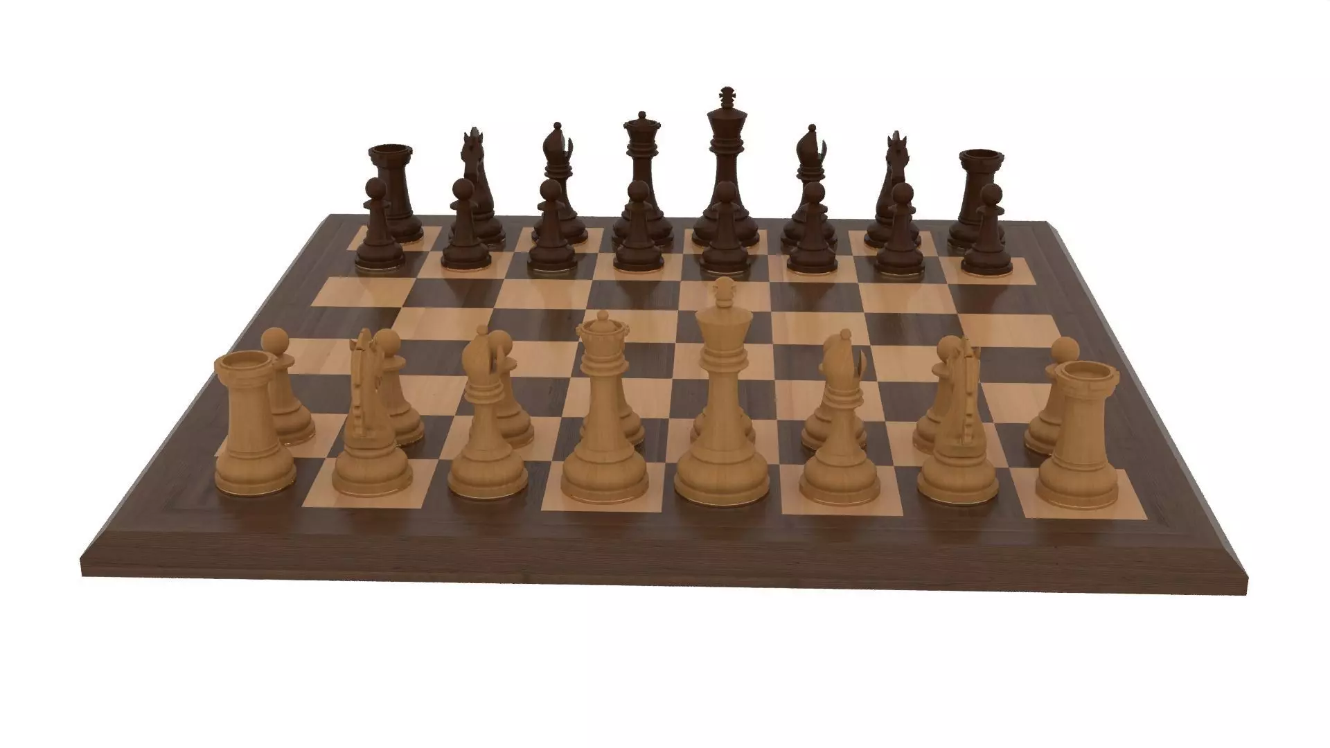 Wooden Chess Set 3D model_5