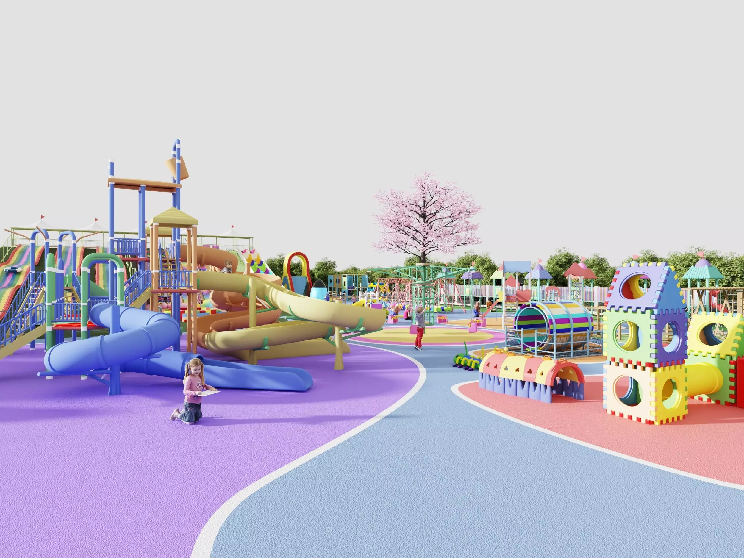 Amusement park Low-poly 3D model_4
