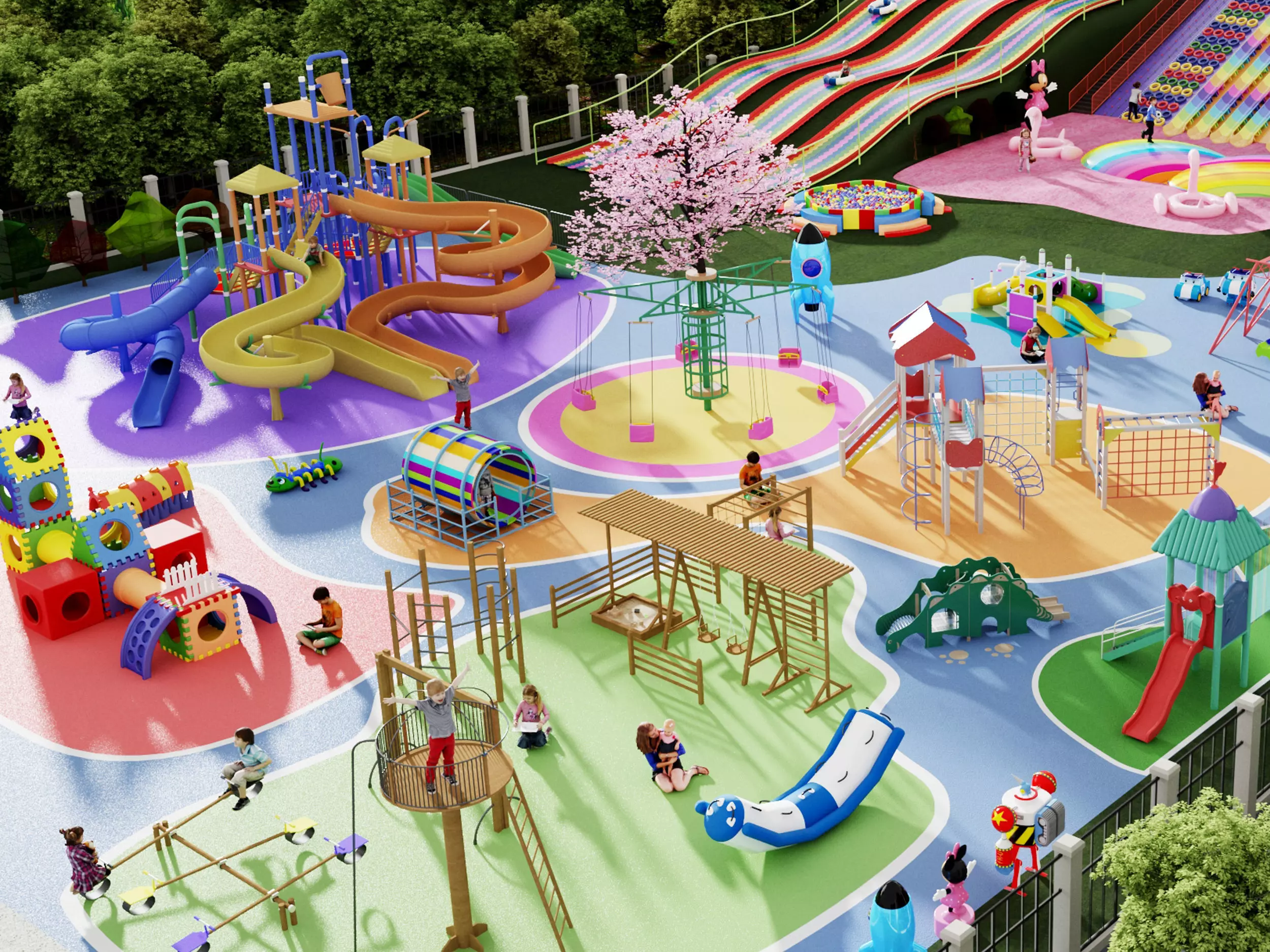 Amusement park Low-poly 3D model_2