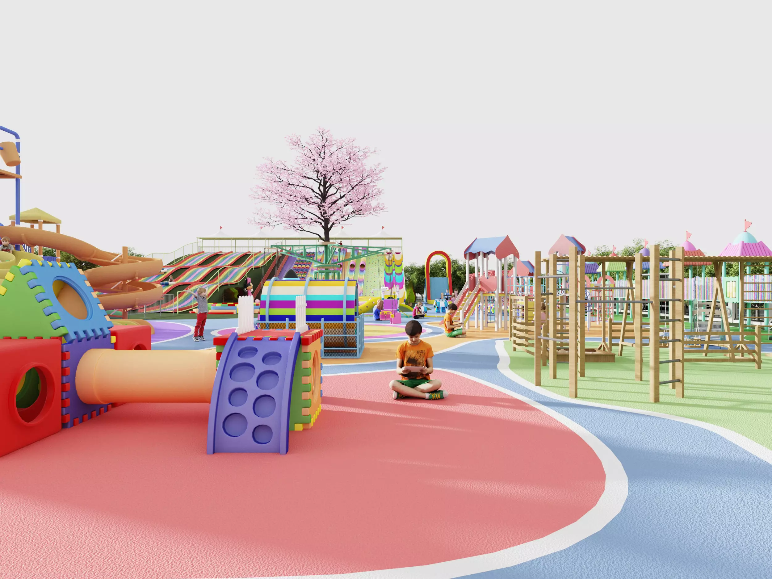 Amusement park Low-poly 3D model_3