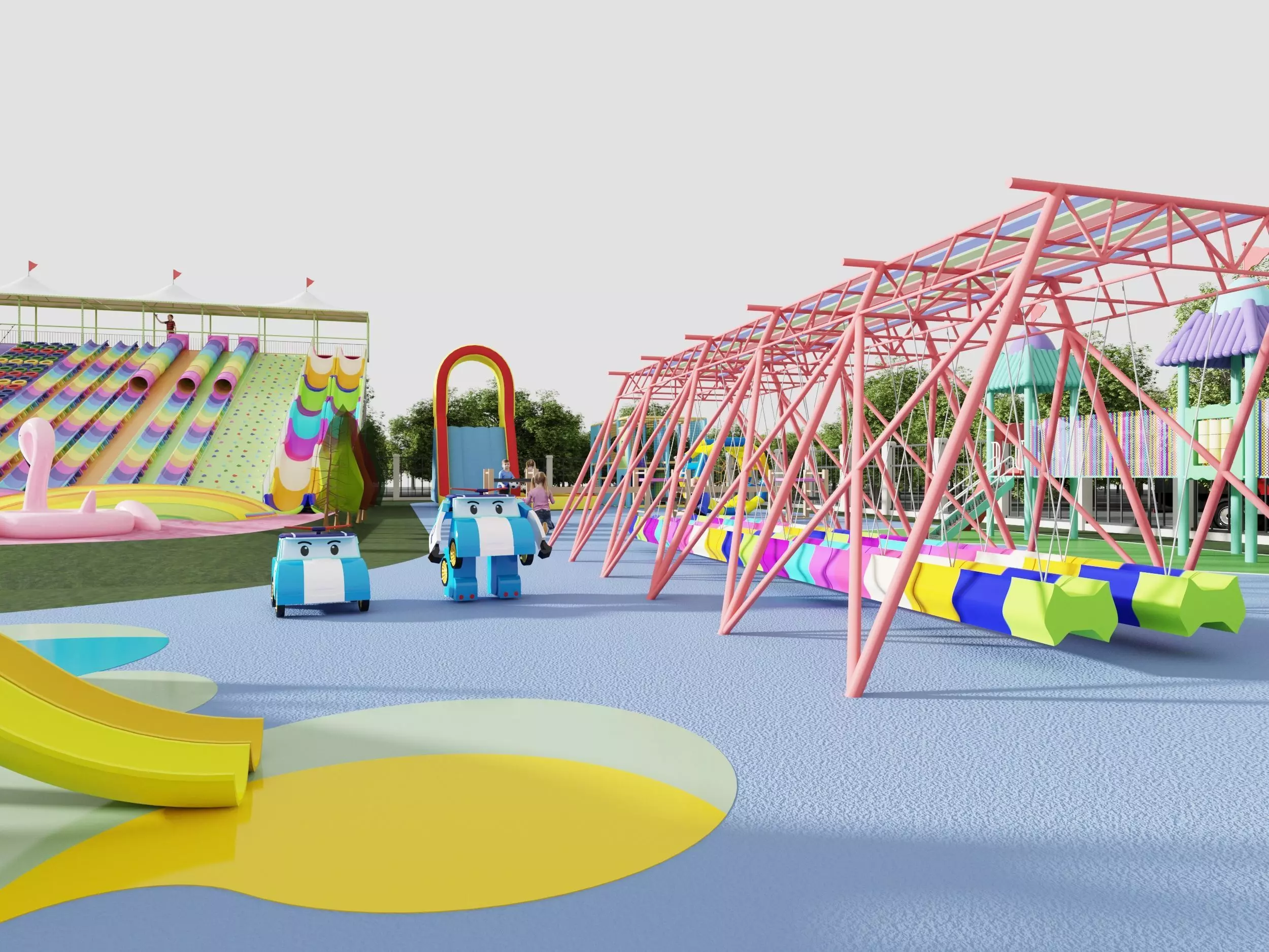 Amusement park Low-poly 3D model_6
