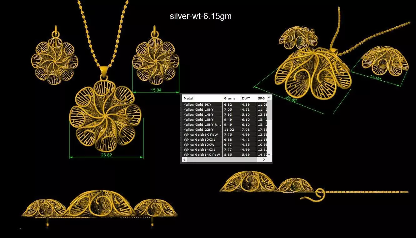 Turkey Light Jewelry Set  Elegant 3D Design Collection 3D print model_26