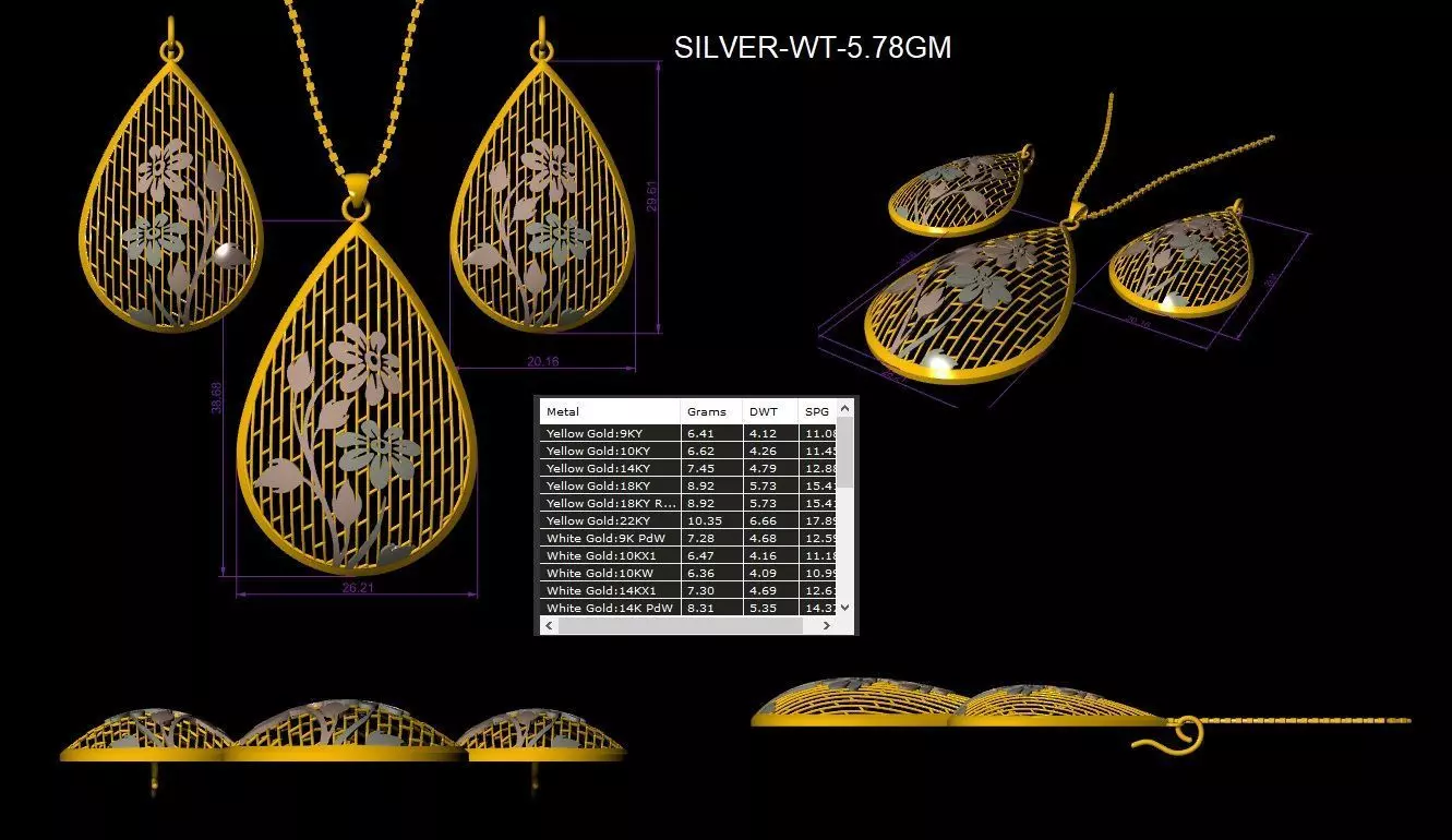 Turkey Light Jewelry Set  Elegant 3D Design Collection 3D print model_25