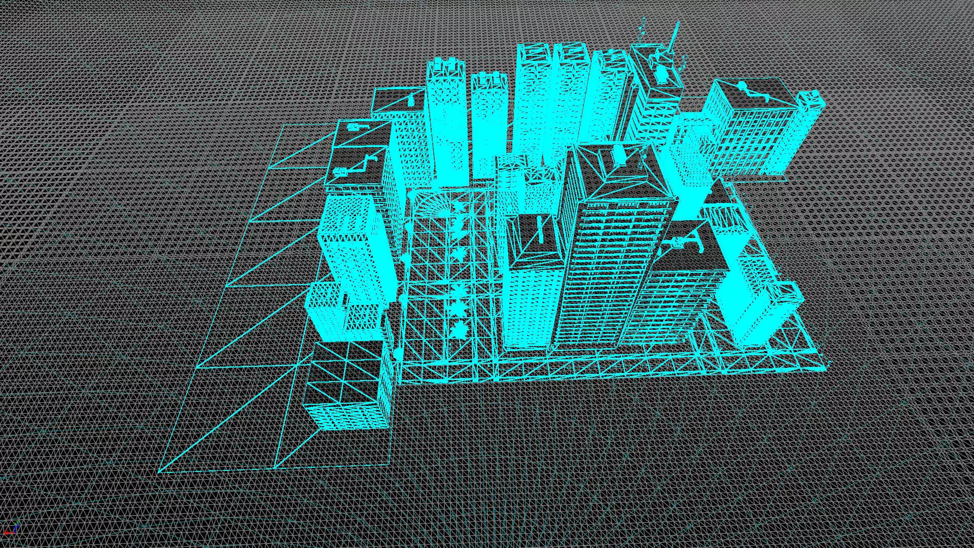 City Downtown Skyscraper Street - Night - Unreal - Lot 10 Low-poly 3D model_10