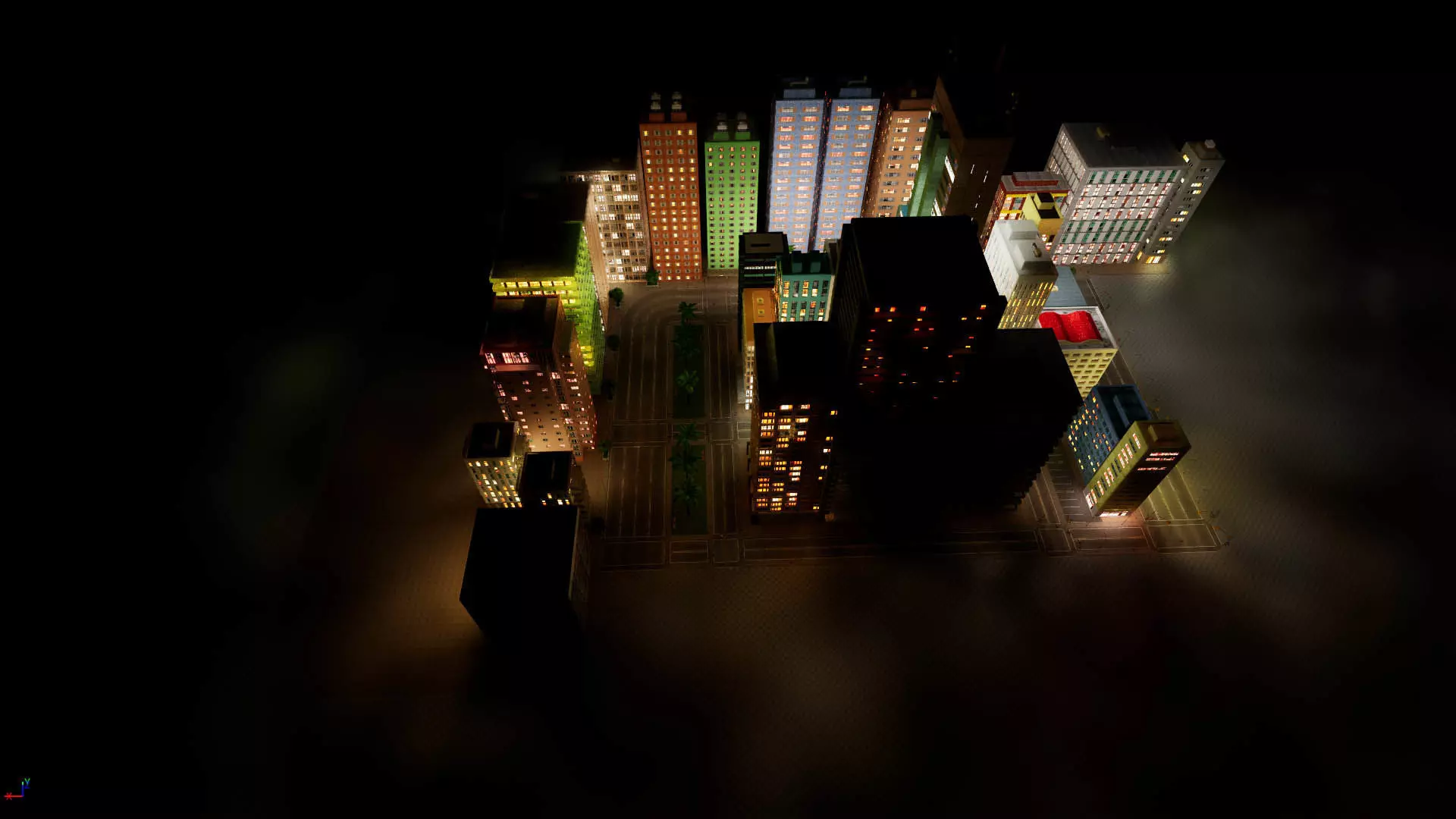 City Downtown Skyscraper Street - Night - Unreal - Lot 10 Low-poly 3D model_1