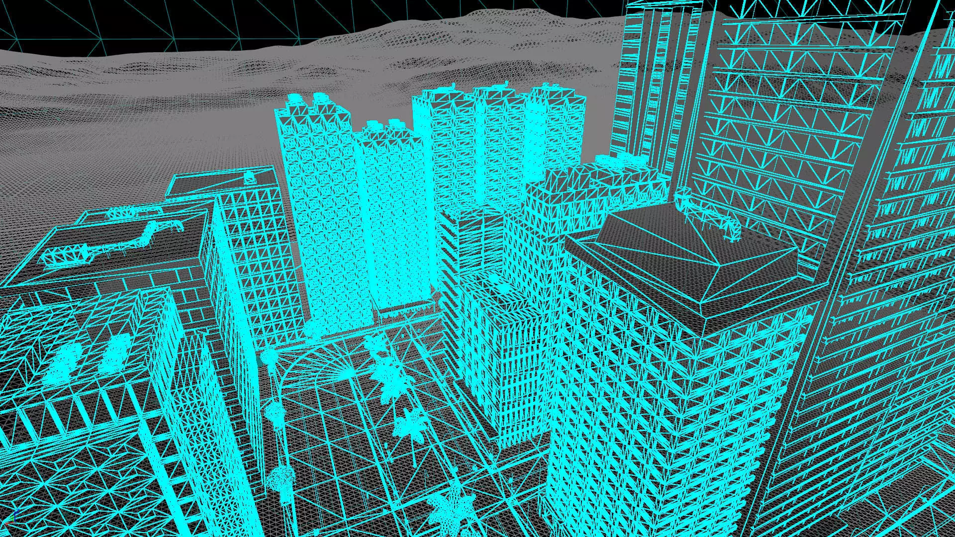 City Downtown Skyscraper Street - Night - Unreal - Lot 10 Low-poly 3D model_11