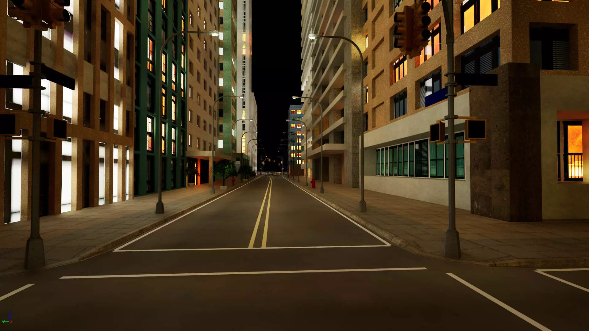 City Downtown Skyscraper Street - Night - Unreal - Lot 10 Low-poly 3D model_0