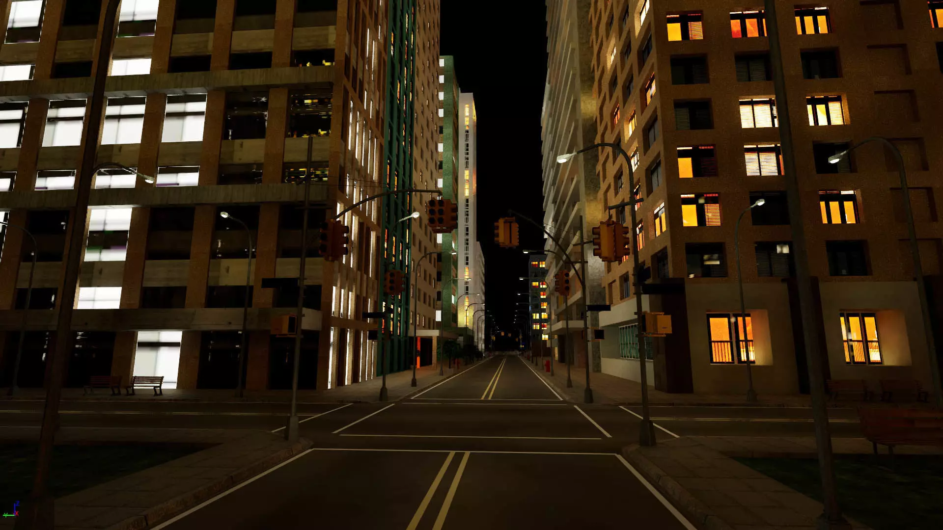 City Downtown Skyscraper Street - Night - Unreal - Lot 10 Low-poly 3D model_2