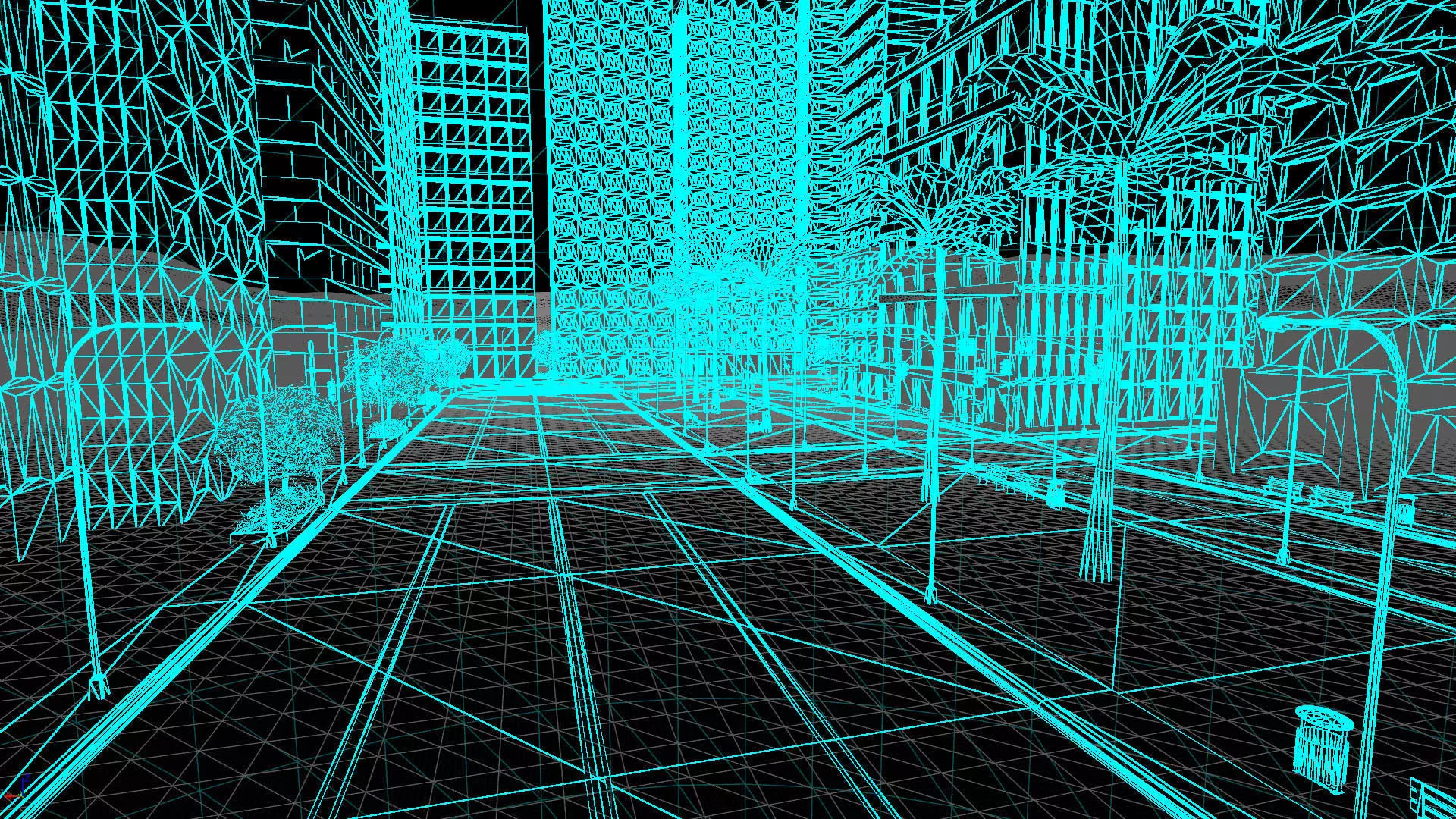 City Downtown Skyscraper Street - Night - Unreal - Lot 10 Low-poly 3D model_13