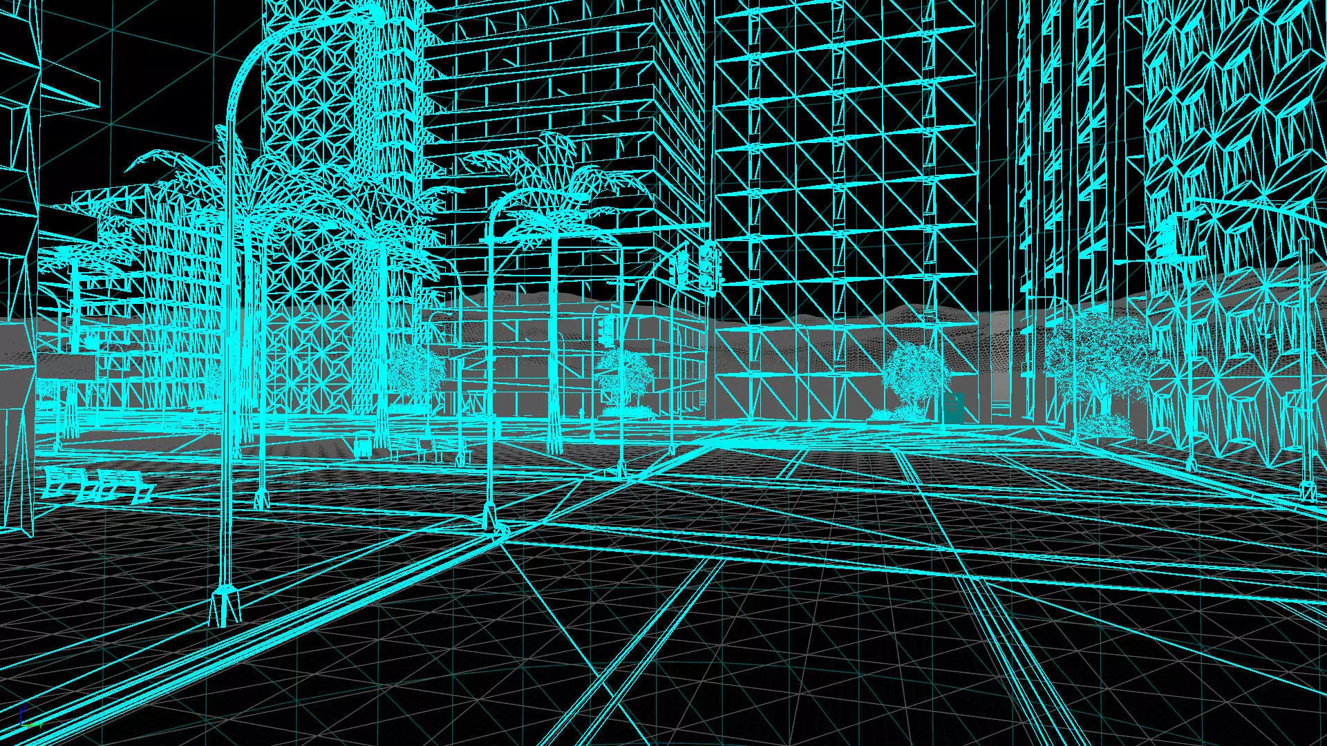 City Downtown Skyscraper Street - Night - Unreal - Lot 10 Low-poly 3D model_17