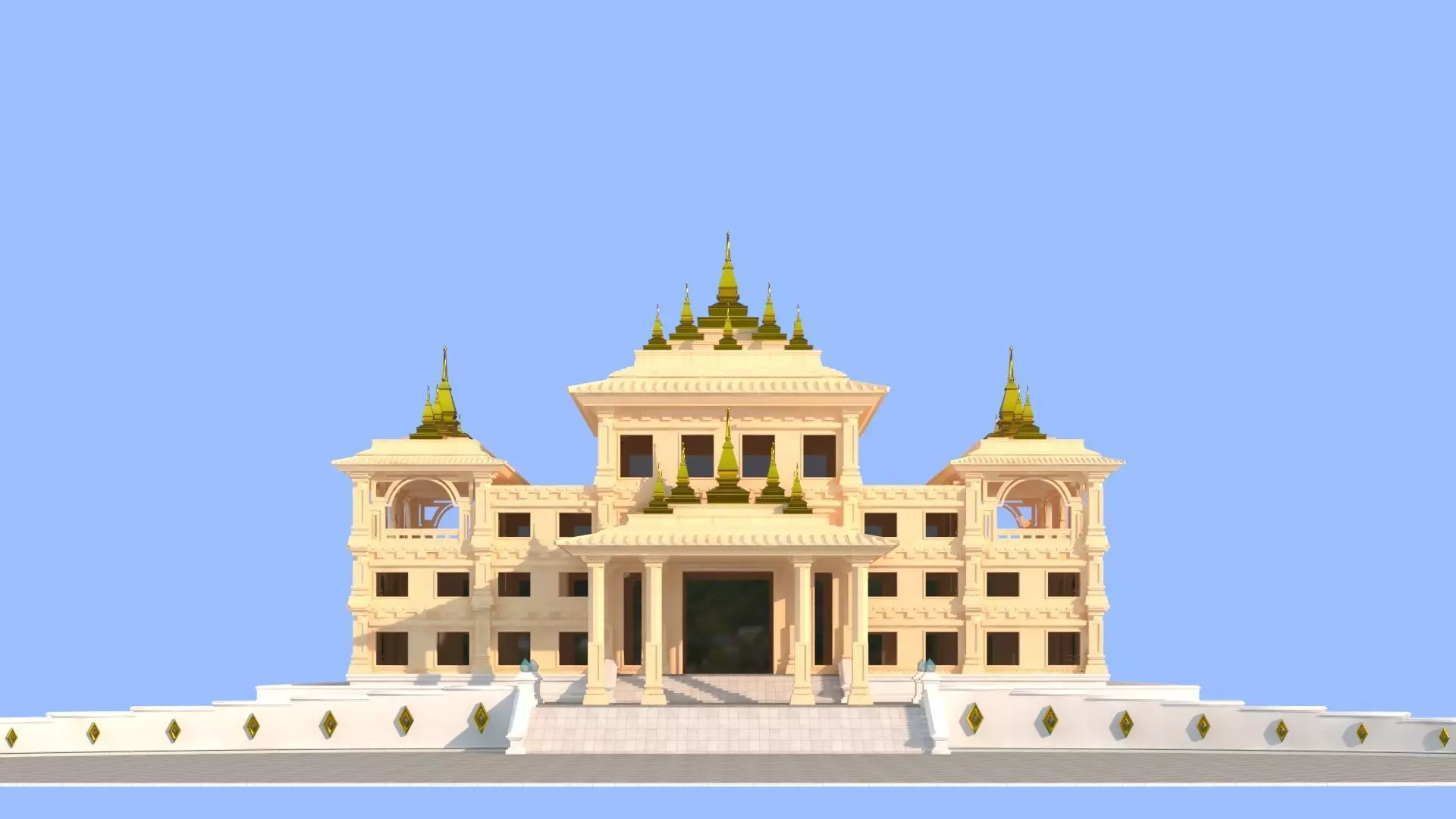 Southeast Asian - style teaching building 3D model_1