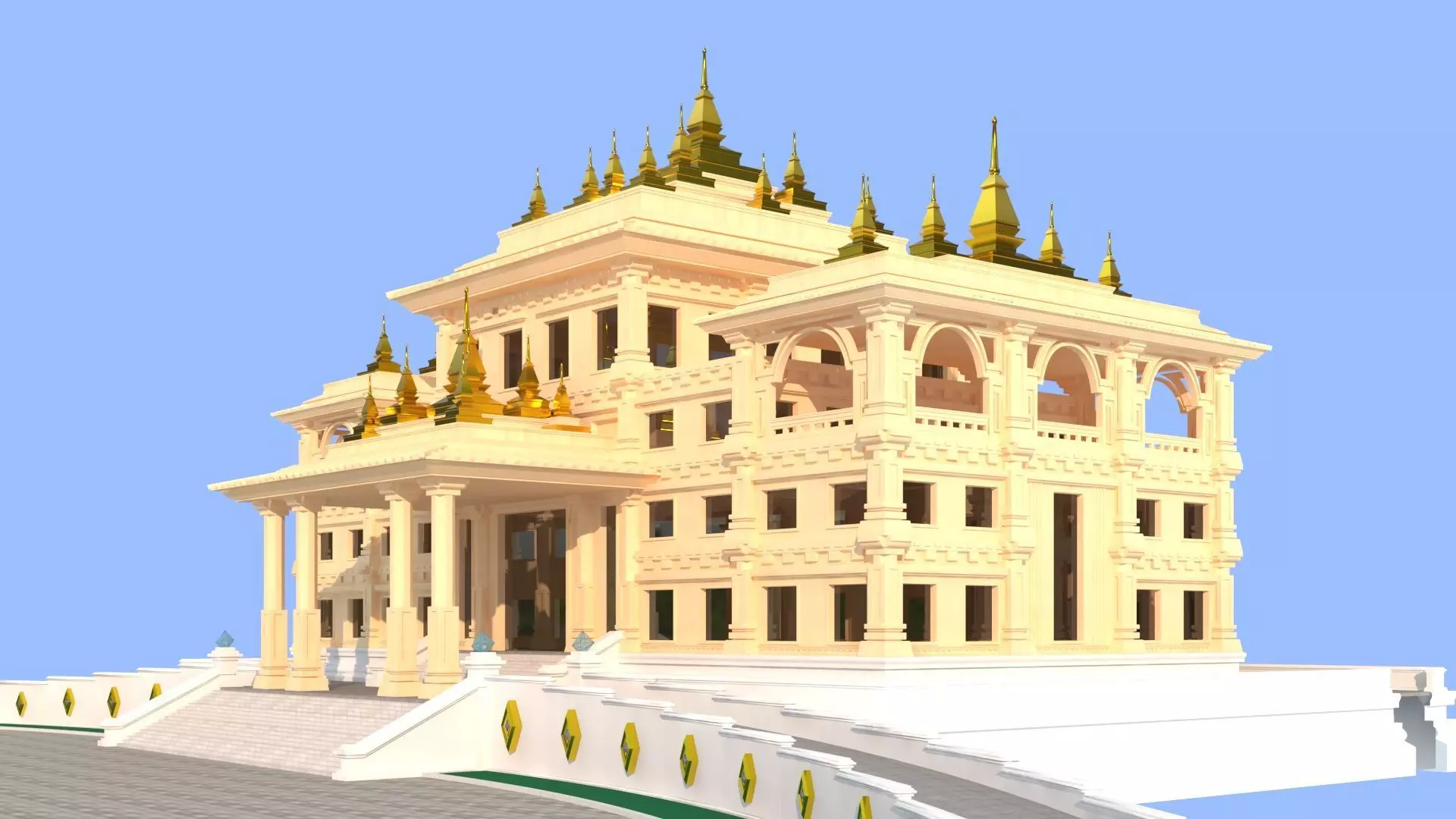 Southeast Asian - style teaching building 3D model_2