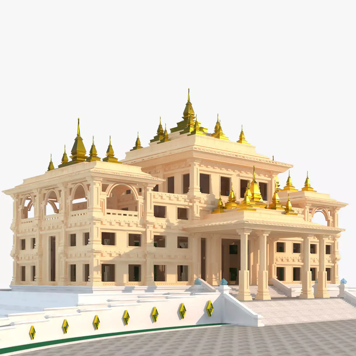 Southeast Asian - style teaching building 3D model_5