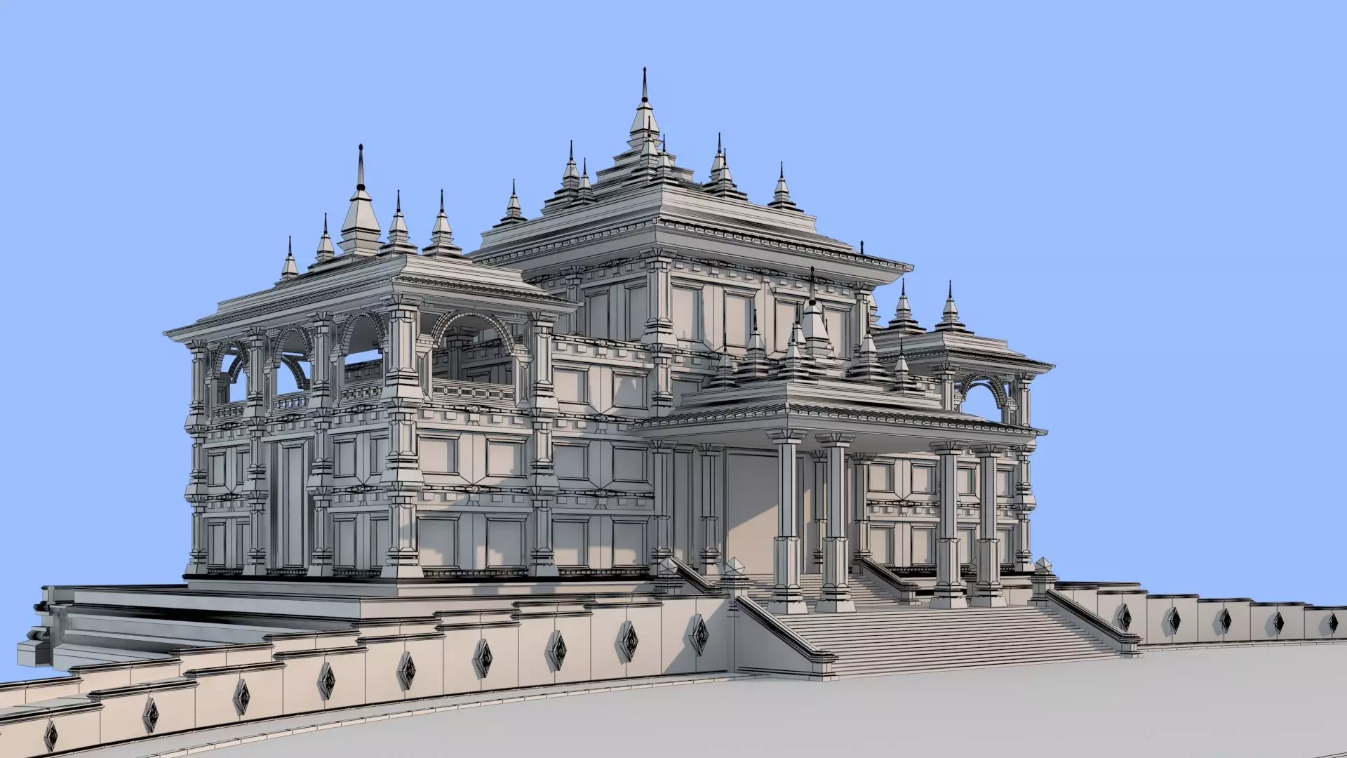 Southeast Asian - style teaching building 3D model_6