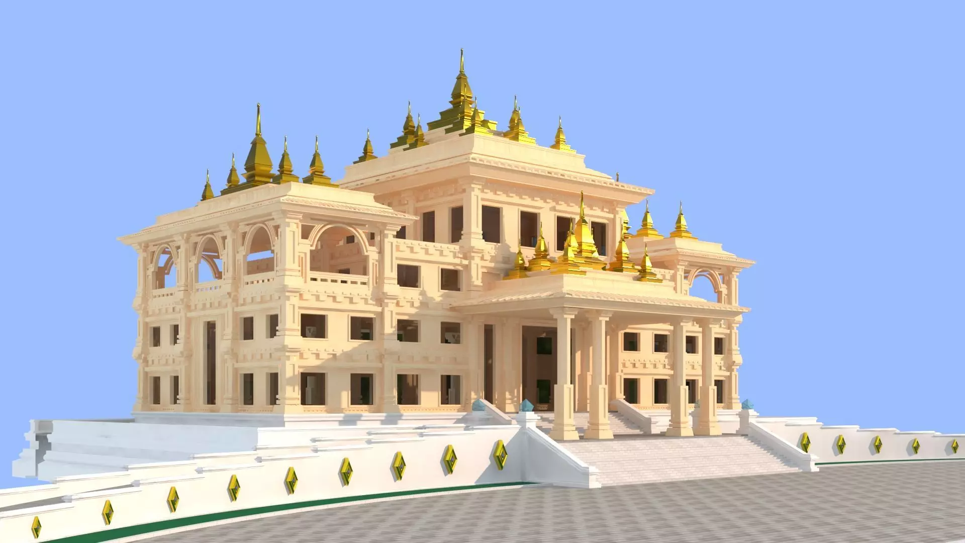Southeast Asian - style teaching building 3D model_0