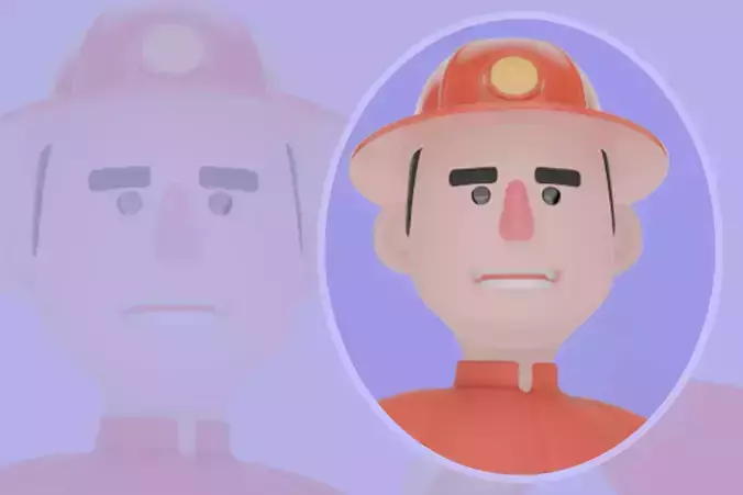 Stylized 3D Male Firefighter Character - Cartoon Axe Hold Pose