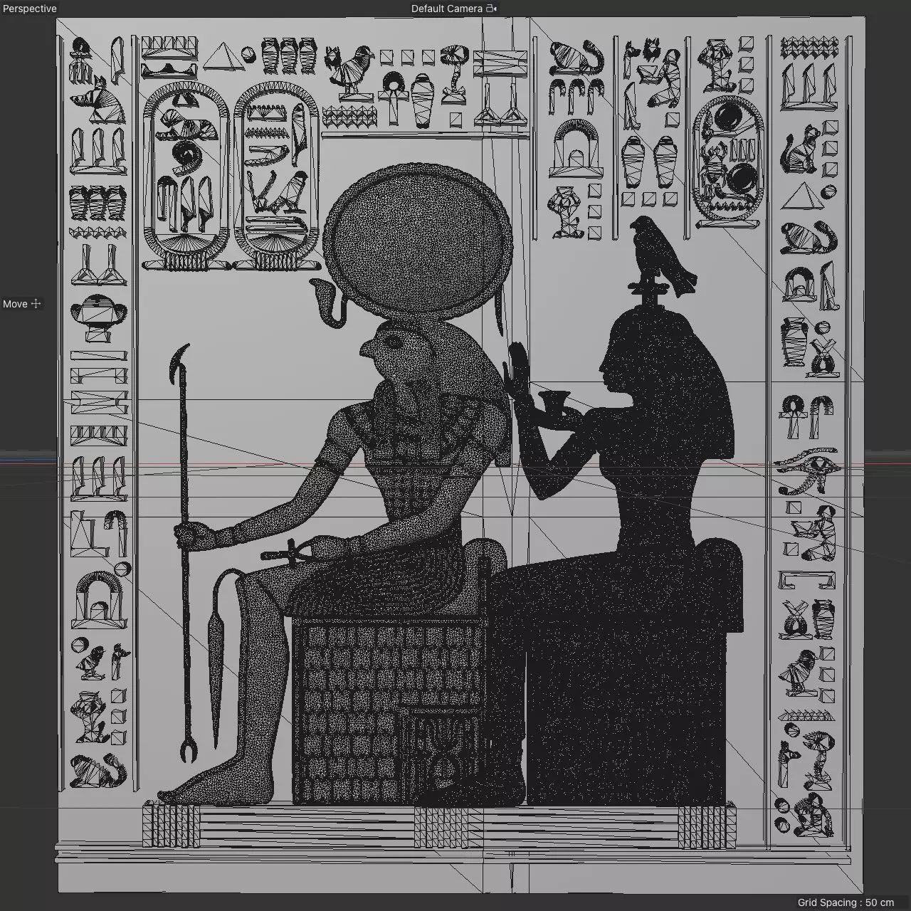 Egyptian Relief Horus and Geb rel05 3D print model_2