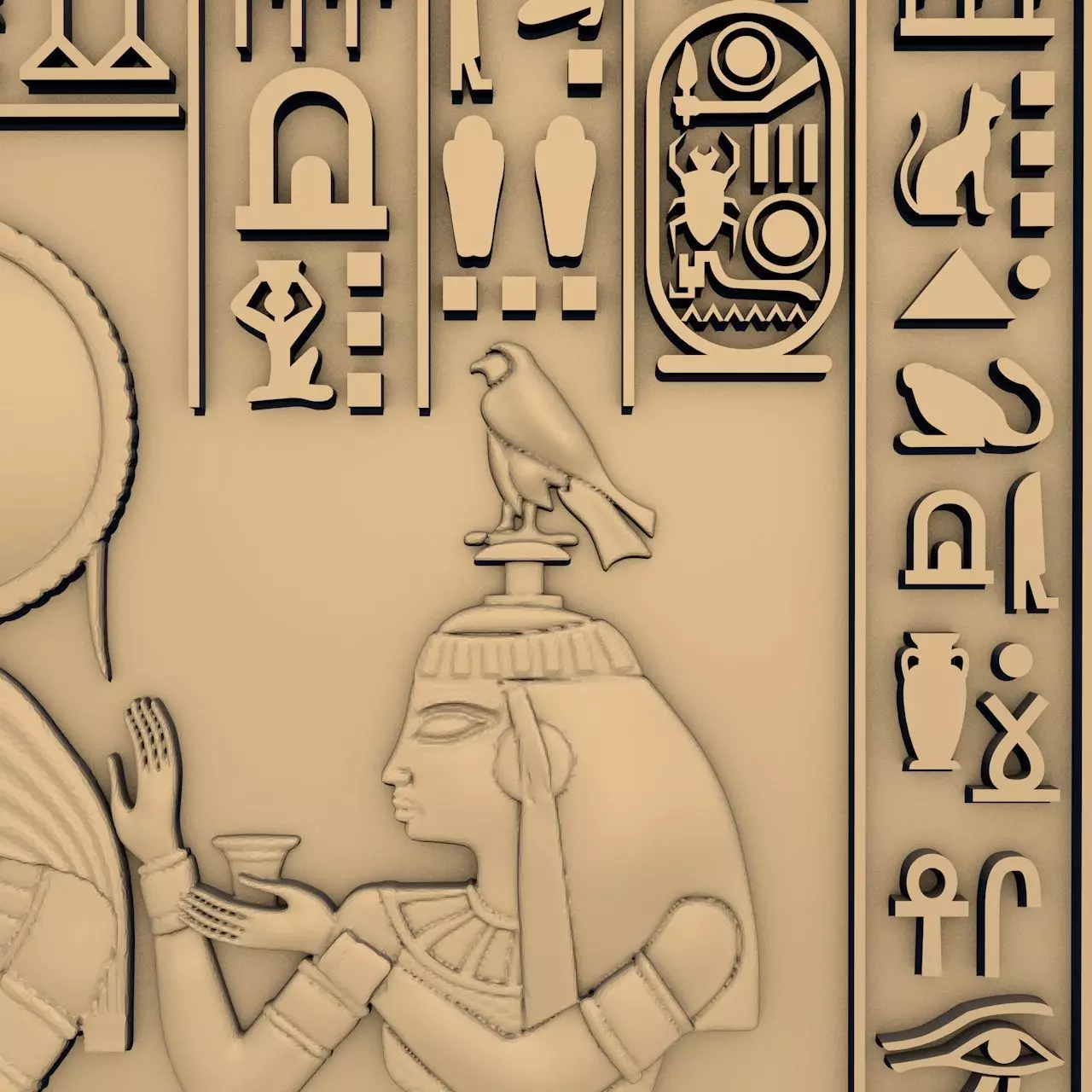 Egyptian Relief Horus and Geb rel05 3D print model_6