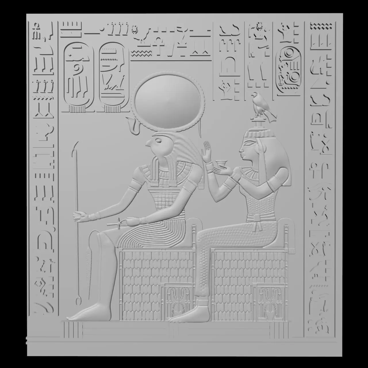 Egyptian Relief Horus and Geb rel05 3D print model_1