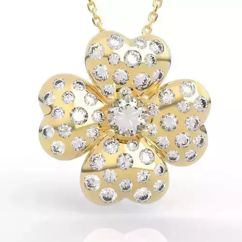 Stunning Five Petal Diamond Flower Pendant 3D print model