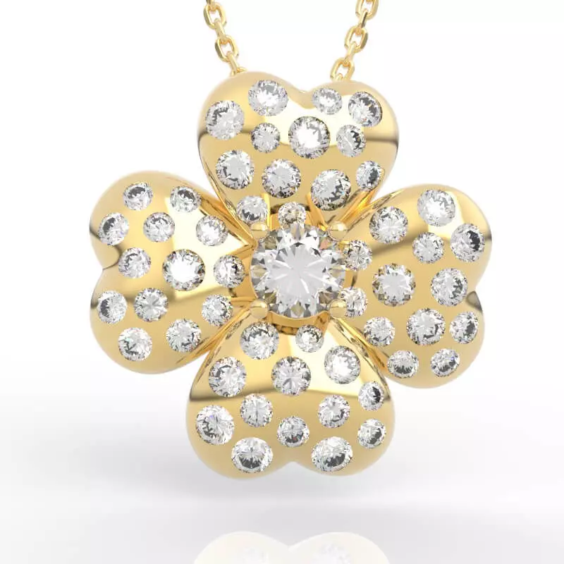Stunning Five Petal Diamond Flower Pendant 3D print model