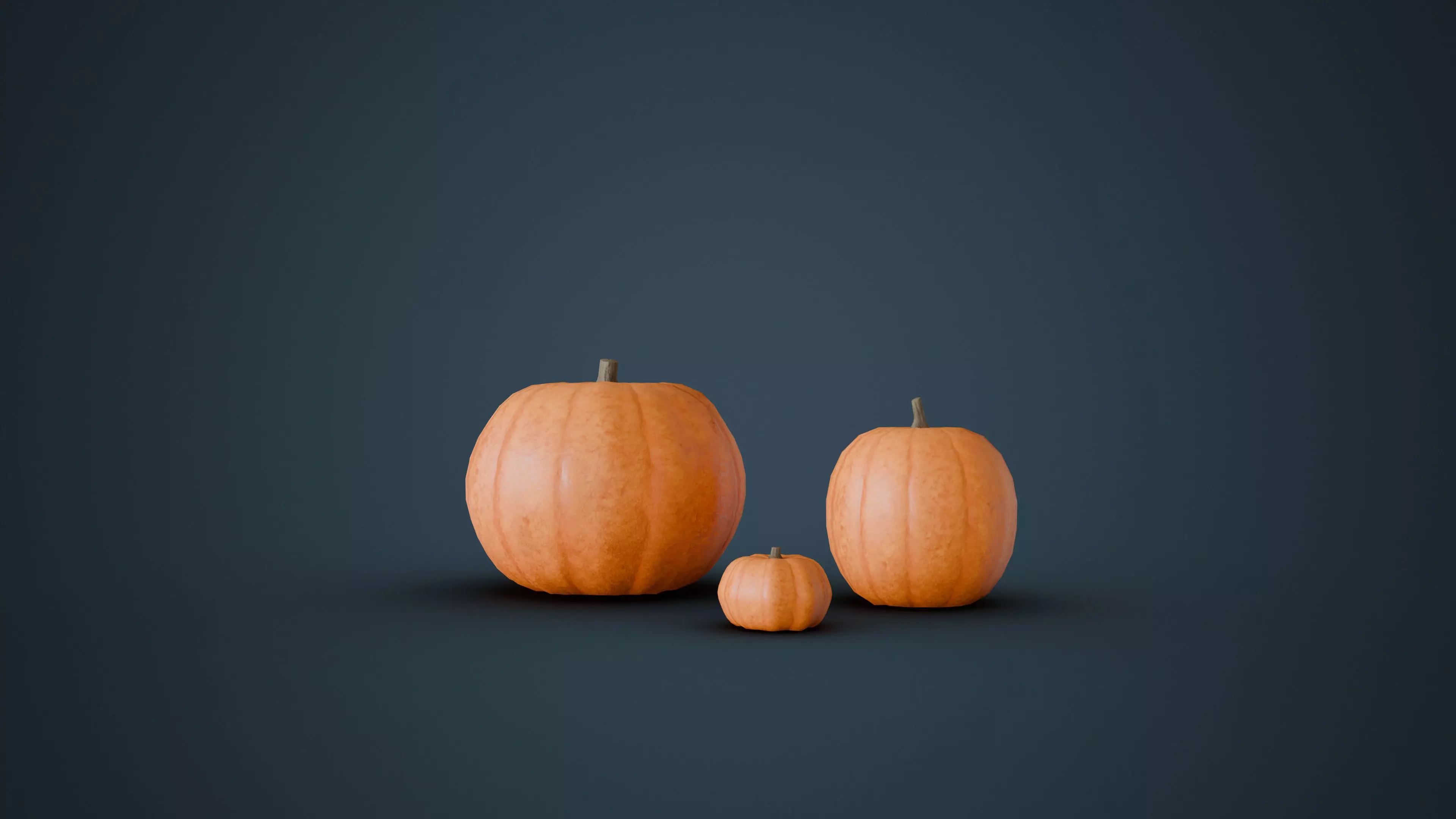 Pumpkins Jack-O-Lantern and Witch Hat Low-poly 3D model_7