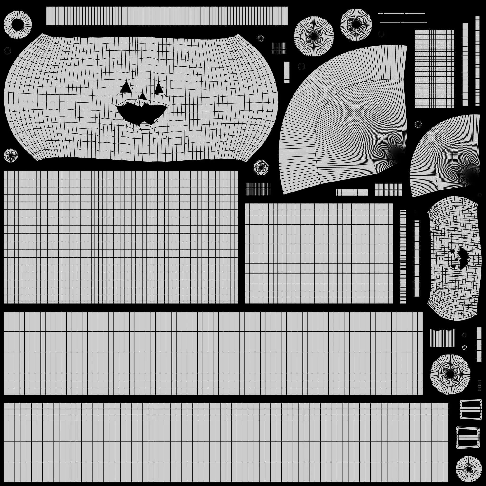 Pumpkins Jack-O-Lantern and Witch Hat Low-poly 3D model_13