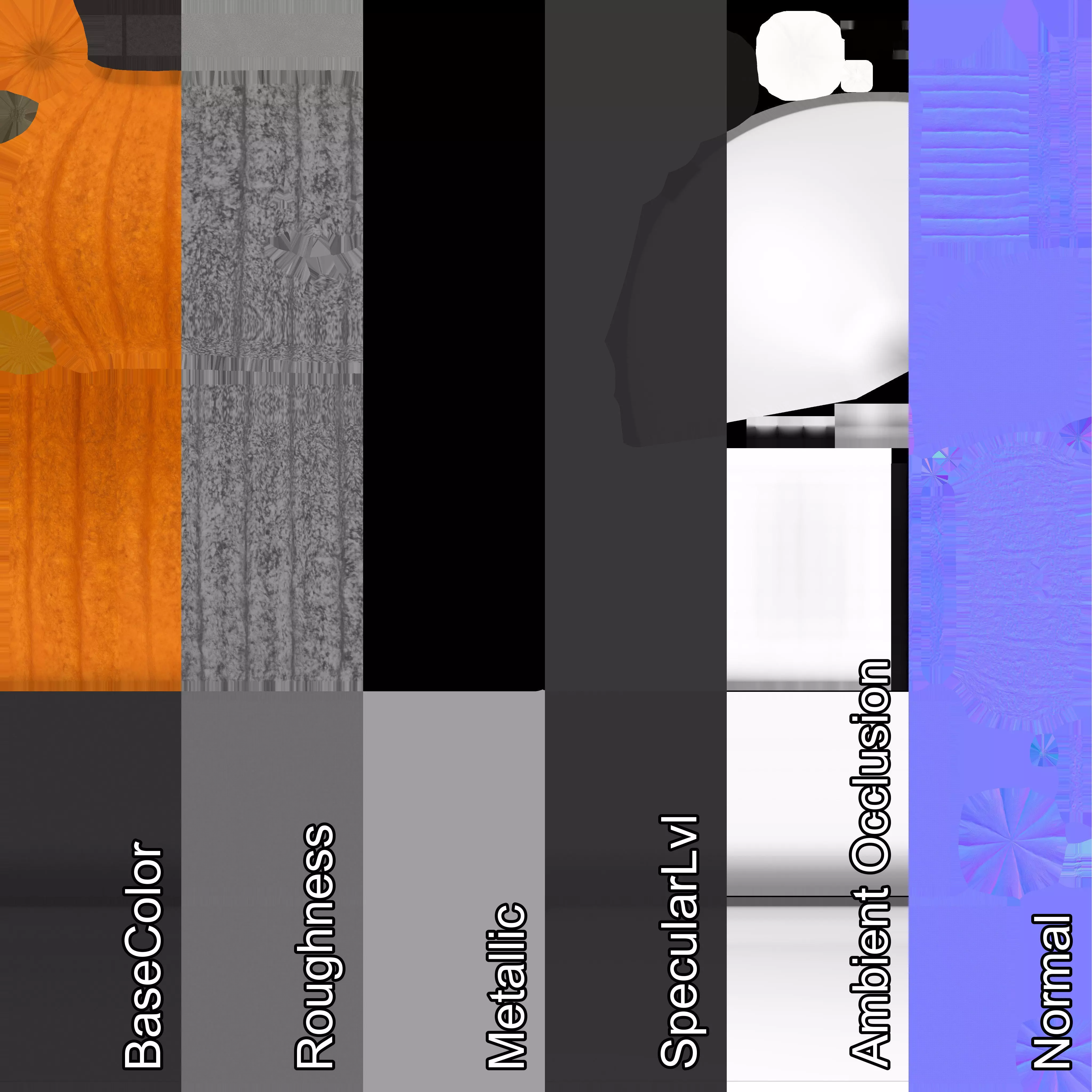 Pumpkins Jack-O-Lantern and Witch Hat Low-poly 3D model_12